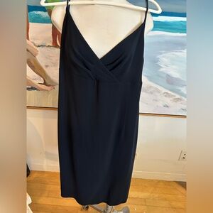 EMANUEL by Emanuel UNGARO Navy Blue V-Neck Italian Dress